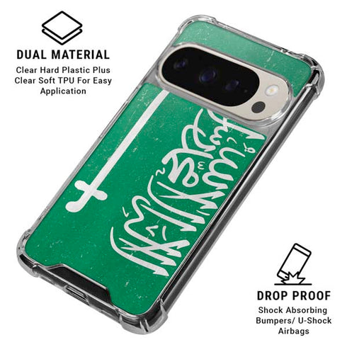 Saudi Arabia Flag Distressed Pixel 9 Pro XL Clear Case
